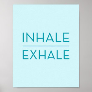 Inhale Exhale Blauwgroen Motivatie Yoga Quote Poster