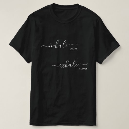 Inhale Exhale Breathing Zen Yoga Black en White T-shirt (Design voorkant)