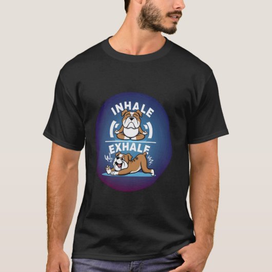 Inhale Exhale Bruine Poodle Yoga Hond Tee Shirt (Voorkant)