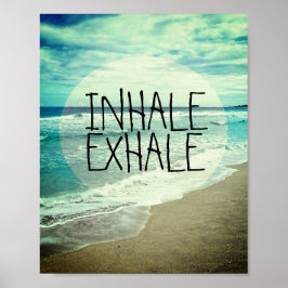inhale exhale citeert strandfoto oceaan poster