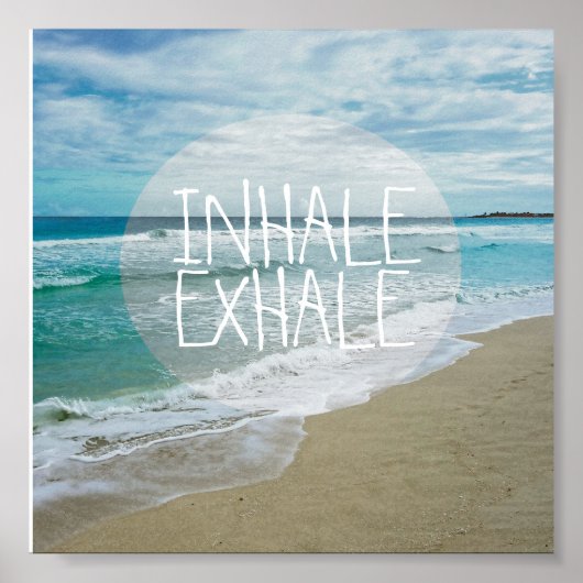 inhale exhale citeert strandfoto oceaan poster (Voorkant)