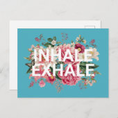 Inhale Exhale Floral Typografie Briefkaart (Voorkant / Achterkant)