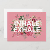 Inhale Exhale Floral Typografie Briefkaart (Voorkant / Achterkant)
