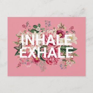 Inhale Exhale Floral Typografie Briefkaart