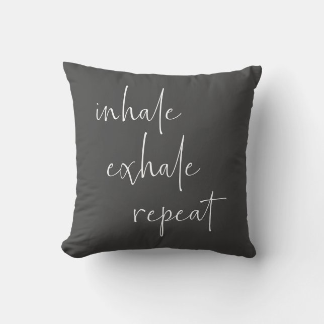 Inhale Exhale Inspirerend Quote minimalistisch gri Kussen (Voorkant)