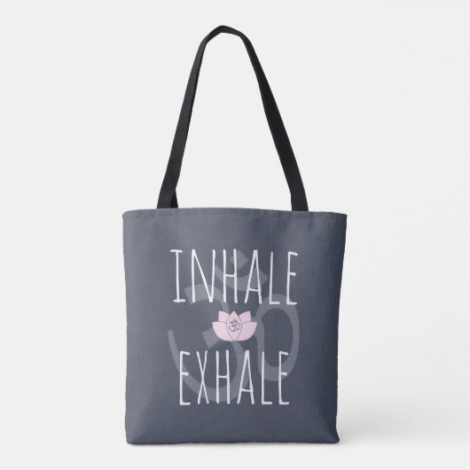 Inhale Exhale Om Pink Lotus Flower Tote Bag (Achterkant)