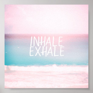 inhale exhale pastel oceaanstrand foto kunst poster
