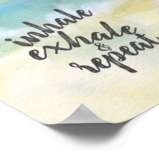 inhale exhale poster tekst over blauwe waterverf k (Hoek)