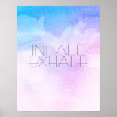 inhale exhale poster tekst over blauwe waterverf k (Voorkant)