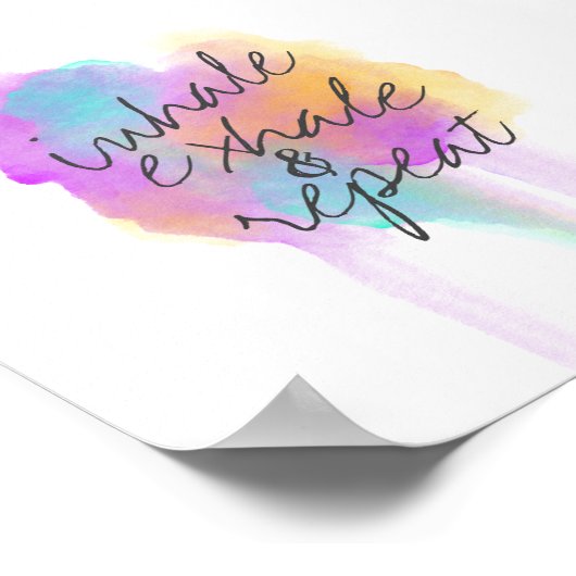 inhale exhale poster tekst over waterverf kunst (Hoek)