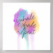 inhale exhale poster tekst over waterverf kunst (Voorkant)