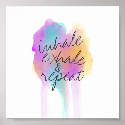 inhale exhale poster tekst over waterverf kunst (Voorkant)