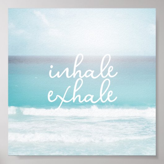 inhale exhale quote pastel ocean beach art text  poster (Voorkant)
