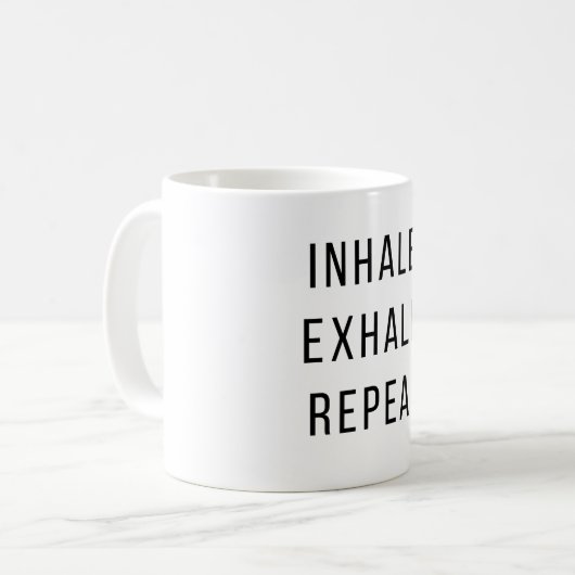 Inhale Exhale Repair - Funny Gym Gezegden Koffiemok (Voorkant links)