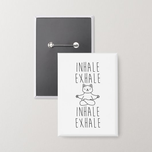 inhale Exhale yoga cat Button (Voorkant / Achterkant)