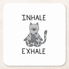 Inhale Exhale Yoga Cat Kartonnen Onderzetters