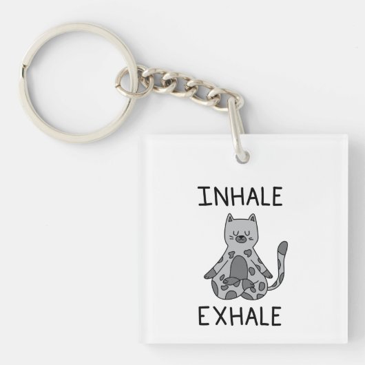 Inhale Exhale Yoga Cat Sleutelhanger (Voorkant)