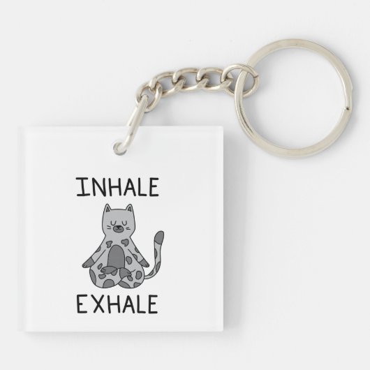 Inhale Exhale Yoga Cat Sleutelhanger (Achterkant)