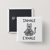 Inhale Exhale Yoga Cat Vierkante Button 5,1 Cm (Voorkant /achterkant)