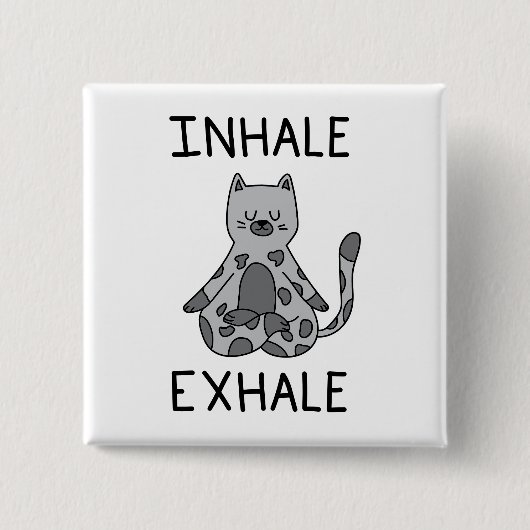 Inhale Exhale Yoga Cat Vierkante Button 5,1 Cm (Voorkant)