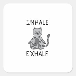Inhale Exhale Yoga Cat Vierkante Sticker