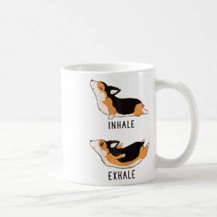 Inhale Exhale Yoga Driekleurige Corgi Koffiemok