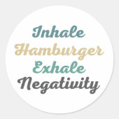 Inhale Hamburger Exhale NegativiteitsStickers Ronde Sticker (Voorkant)