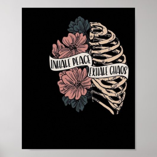 Inhale Peace Exhale Chaos-Sticker Poster (Voorkant)