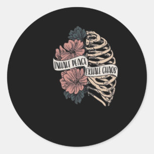 Inhale Peace Exhale Chaos-Sticker Ronde Sticker
