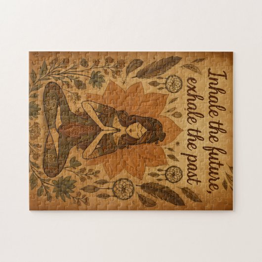 🧩 Inhale the Future, Exhale the Past – Boho Yoga  Legpuzzel (Horizontaal)