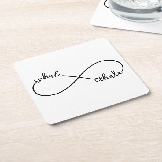 Inhale, uitademing, oneindig teken kartonnen onderzetters (Schuin)