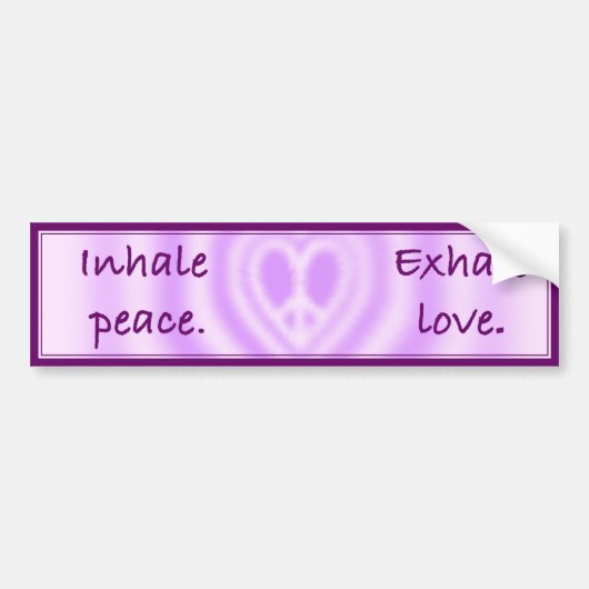 Inhale Vrede. Exhale Love. Bumpersticker (Voorkant)