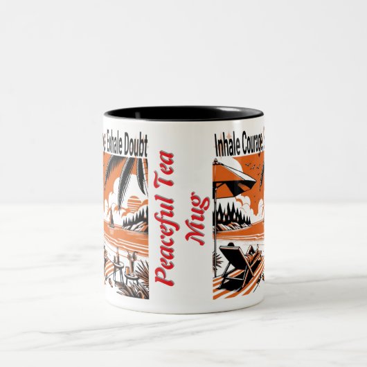 Inhaleer Courage Exhale Doubt - Inspirerend Koffie Tweekleurige Koffiemok (Center)