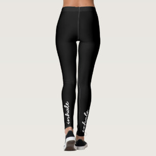 Inhaleer het uitademingsscript zwart-wit leggings