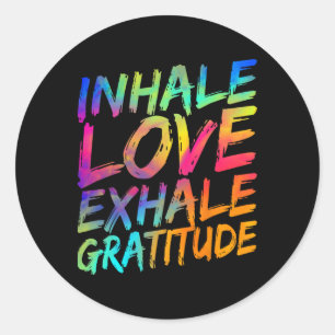 Inhaleer Liefde Exhaleer Dankbaarheid Yoga Meditat Ronde Sticker