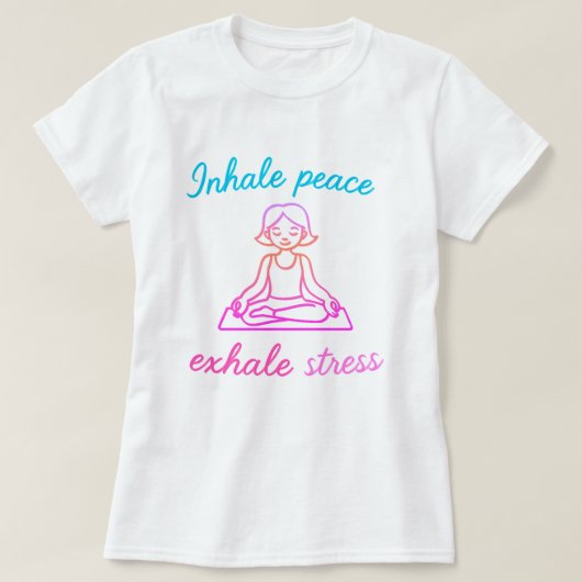Inhaleer Peace Adem Stress uit | Mindful Yoga Grap T-shirt (Design voorkant)