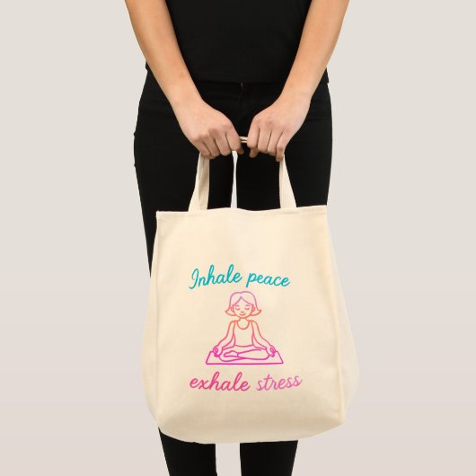 Inhaleer Peace Adem Stress uit | Mindful Yoga Grap Tote Bag (Voorkant (product))