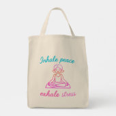 Inhaleer Peace Adem Stress uit | Mindful Yoga Grap Tote Bag (Achterkant)