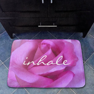 Inhaleer Quote Hot Pink Roos Flower Foto Modern Badmat