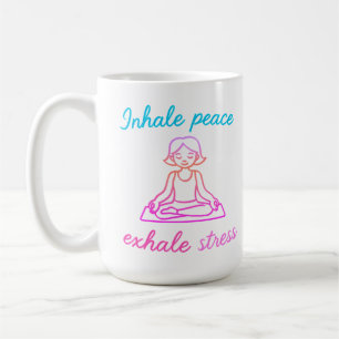 Inhaleer rust, adem stress uit - Kalme geest Yoga Koffiemok