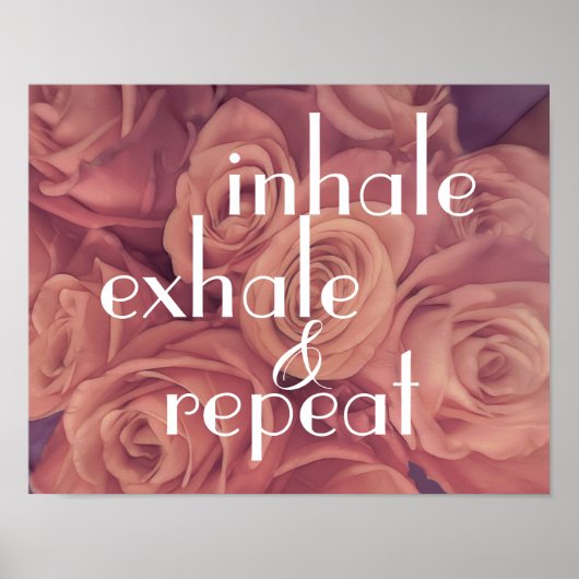 Inhaleer uitademing inspirerend roze rozen poster (Voorkant)