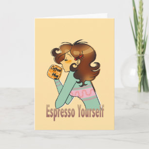 Inhalen van een kopje koffie ontwerp kaart