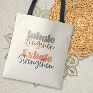 Inhaleren Lengte Uitademen Versterken Quote Pilate Tote Bag