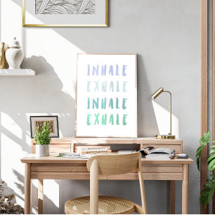 Inhaleren Uitademen bevestiging geestelijke gezond Poster