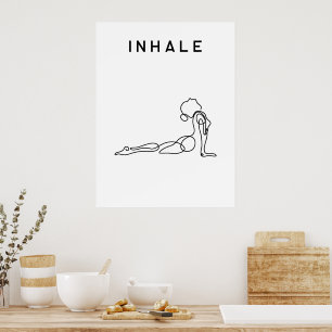 Inhaleren Uitademen Yoga pose moderne studio Poster