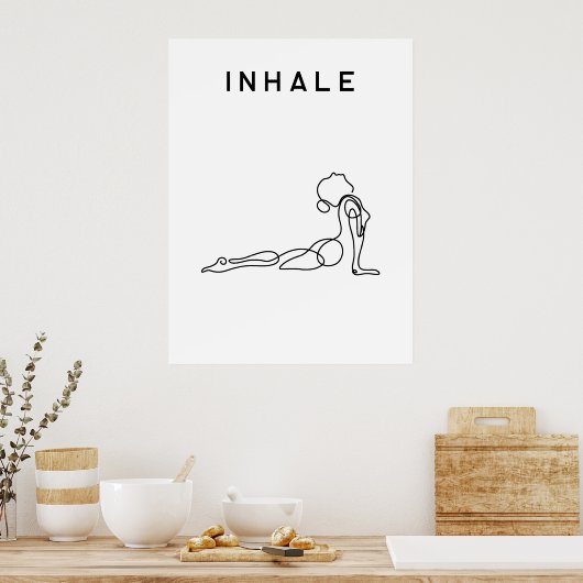 Inhaleren Uitademen Yoga pose moderne studio Poster (Keuken)