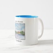 Inham van de haven van South Haven Michigan Tweekleurige Koffiemok (Voorkant rechts)