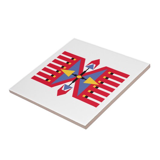 inheems amerikaans - indiaans traditioneel textiel tegeltje (Zijkant)