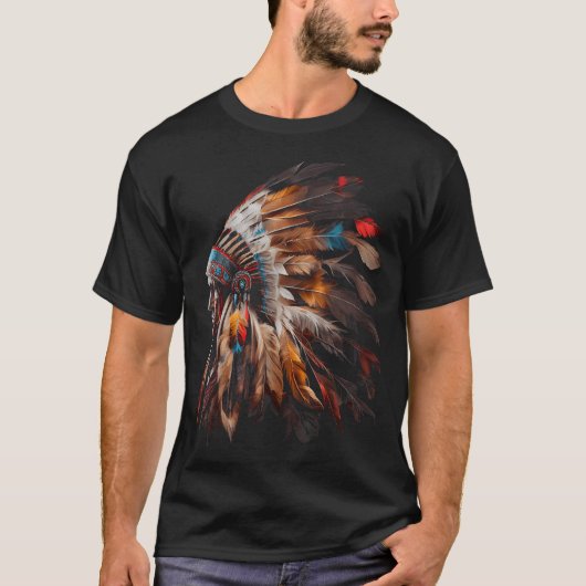 Inheems Amerikaans Indiaas hoofdadres Grafische T  T-shirt (Voorkant)