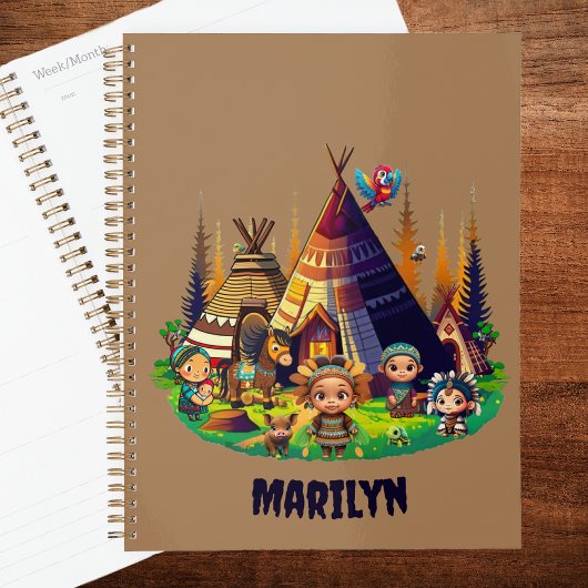 Inheems Amerikaans Indiaas kind, Tipis & Dieren Planner